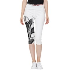 Im Fourth Dimension Black White Inside Out Lightweight Velour Capri Leggings  by imanmulyana