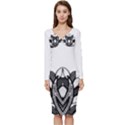 IM Fourth Dimension Black White Long Sleeve V-Neck Bodycon Dress  View1