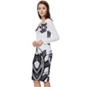 IM Fourth Dimension Black White Long Sleeve V-Neck Bodycon Dress  View2