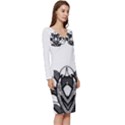 IM Fourth Dimension Black White Long Sleeve V-Neck Bodycon Dress  View3