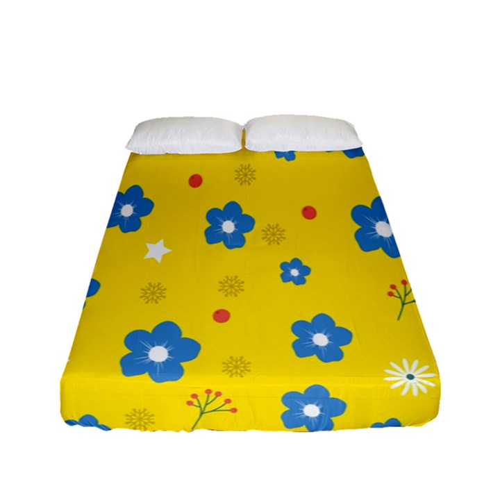 Floral Yellow Fitted Sheet (Full/ Double Size)