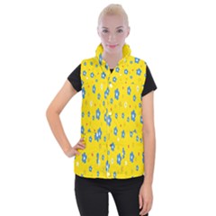 Floral Yellow Women s Button Up Vest by nate14shop