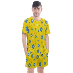 Floral Yellow Men s Mesh Tee And Shorts Set