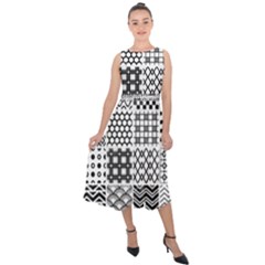 Ilustrasi Pattern Midi Tie-back Chiffon Dress by nate14shop