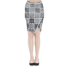 Ilustrasi Pattern Midi Wrap Pencil Skirt