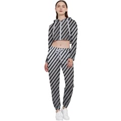 Metallic Cropped Zip Up Lounge Set by nate14shop