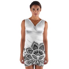 Im Fourth Dimension Black White Wrap Front Bodycon Dress