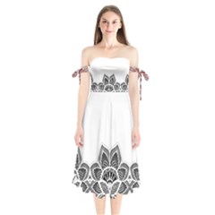 Im Fourth Dimension Black White Shoulder Tie Bardot Midi Dress by imanmulyana