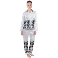 Im Fourth Dimension Black White Satin Long Sleeve Pajamas Set