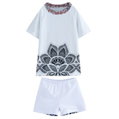 Im Fourth Dimension Black White Kids  Swim Tee And Shorts Set