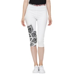 Im Fourth Dimension Black White Inside Out Lightweight Velour Capri Leggings  by imanmulyana