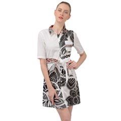 Im Fourth Dimension Black White Belted Shirt Dress