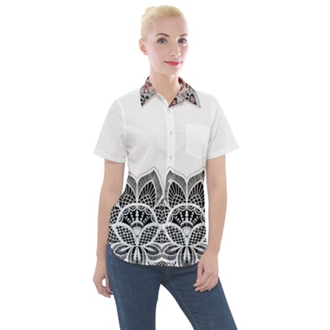 Im Fourth Dimension Black White Women s Short Sleeve Pocket Shirt by imanmulyana