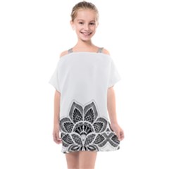 Im Fourth Dimension Black White Kids  One Piece Chiffon Dress by imanmulyana