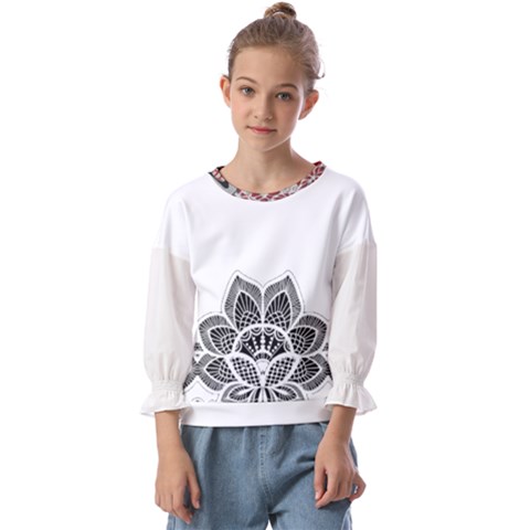 Im Fourth Dimension Black White Kids  Cuff Sleeve Top by imanmulyana