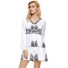 Im Fourth Dimension Black White Tiered Long Sleeve Mini Dress by imanmulyana