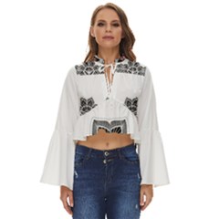 Im Fourth Dimension Black White Boho Long Bell Sleeve Top