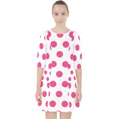 Polka-dots Quarter Sleeve Pocket Dress by nate14shop