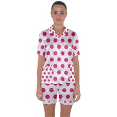 Polka-dots Satin Short Sleeve Pajamas Set by nate14shop