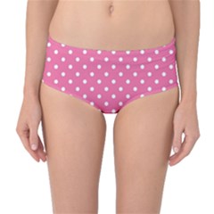 Polkadots-pink-white Mid-waist Bikini Bottoms by nate14shop