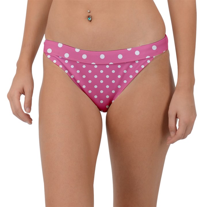 Polkadots-pink-white Band Bikini Bottom