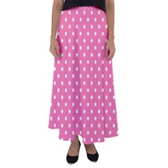 Polkadots-pink-white Flared Maxi Skirt by nate14shop