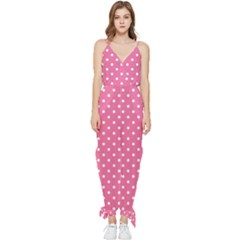 Polkadots-pink-white Sleeveless Tie Ankle Chiffon Jumpsuit by nate14shop