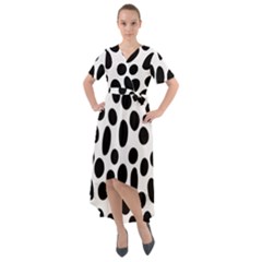 Random-circles-seamless-pattern Front Wrap High Low Dress