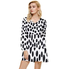 Random-circles-seamless-pattern Tiered Long Sleeve Mini Dress by nate14shop