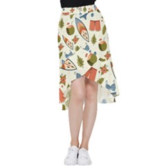 Seamless Pattern Frill Hi Low Chiffon Skirt by nate14shop