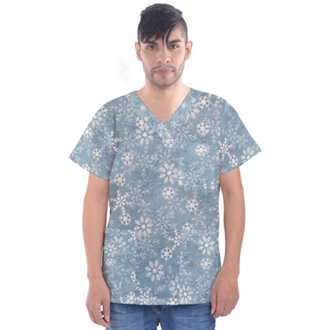 Snow-frozen Men s V-neck Scrub Top by nate14shop