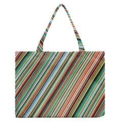 Stripe-colorful-cloth Zipper Medium Tote Bag by nate14shop