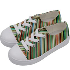 Stripe-colorful-cloth Kids  Low Top Canvas Sneakers by nate14shop