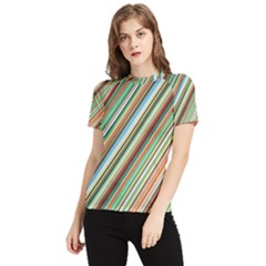 Stripe-colorful-cloth Women s Short Sleeve Rash Guard by nate14shop