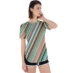 Stripe-colorful-cloth Perpetual Short Sleeve T-shirt by nate14shop