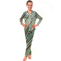 Stripe-colorful-cloth Kid s Satin Long Sleeve Pajamas Set by nate14shop