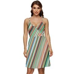 Stripe-colorful-cloth V-neck Pocket Summer Dress  by nate14shop