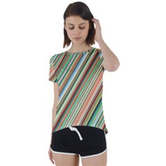 Stripe-colorful-cloth Short Sleeve Foldover Tee by nate14shop