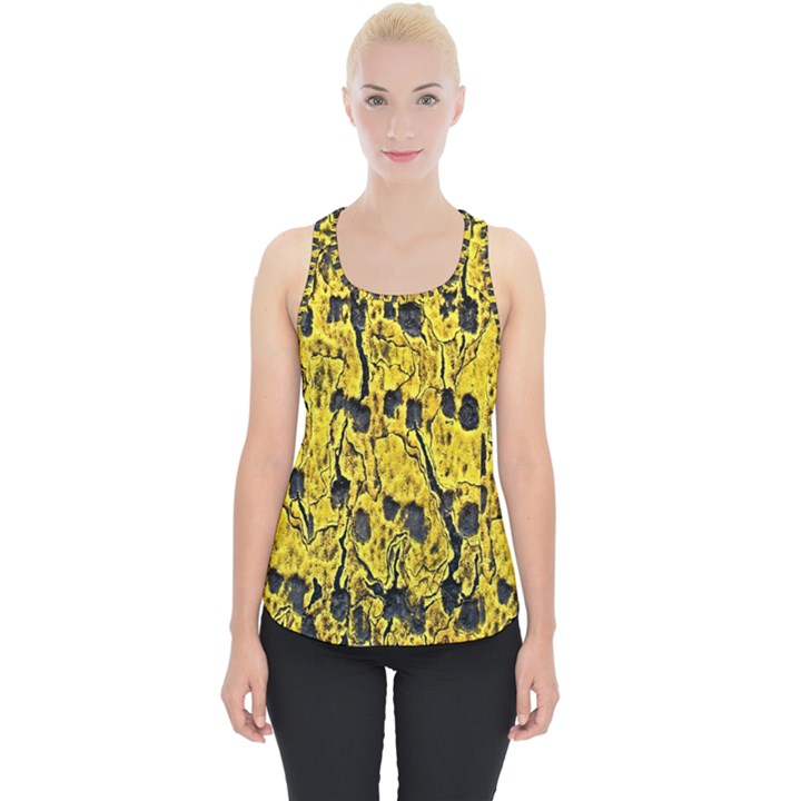 Yellow-abstrac Piece Up Tank Top