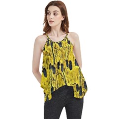 Yellow-abstrac Flowy Camisole Tank Top by nate14shop