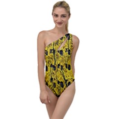 Yellow-abstrac To One Side Swimsuit by nate14shop