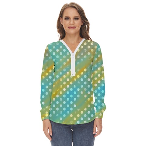 Abstract-polkadot 01 Zip Up Long Sleeve Blouse by nate14shop