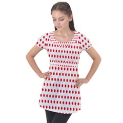 Abstract-polkadot 02 Puff Sleeve Tunic Top