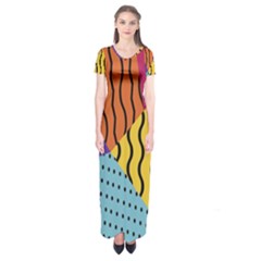 Background-lines-callor Short Sleeve Maxi Dress by nate14shop