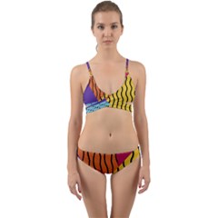 Background-lines-callor Wrap Around Bikini Set by nate14shop