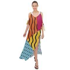 Background-lines-callor Maxi Chiffon Cover Up Dress