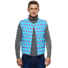 Background-polkadot 02 Men s Short Button Up Puffer Vest	