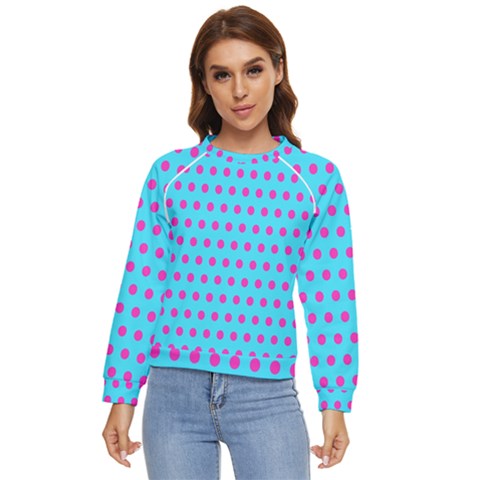 Background-polkadot 02 Women s Long Sleeve Raglan Tee by nate14shop