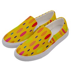 Banner-polkadot-yellow Men s Canvas Slip Ons by nate14shop