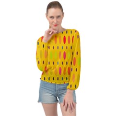 Banner-polkadot-yellow Banded Bottom Chiffon Top by nate14shop